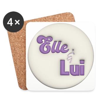 Elle & Lui effet bulle - Dessous de verre (lot de 4) - blanc - Devant