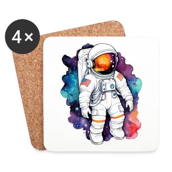 Aquarelle d’astronaute Aquarelle - Dessous de verre (lot de 4) - blanc - Devant