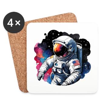Aquarelle d’astronaute Aquarelle - Dessous de verre (lot de 4) - blanc - Devant
