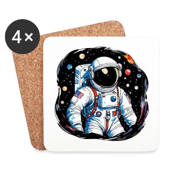 Aquarelle d’astronaute Aquarelle - Dessous de verre (lot de 4) - blanc - Devant