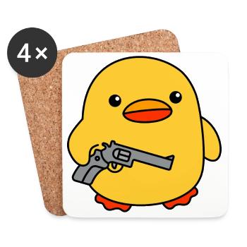 Baby Duck with Gun Ducks Chicks Ducklings - Coasters (set of 4) - white - Front