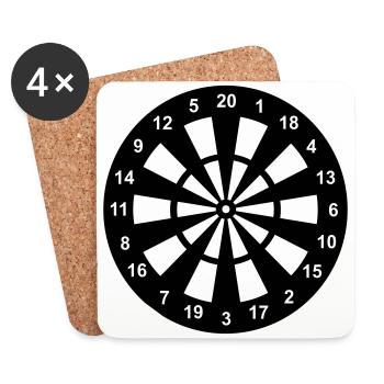 Dartscheibe in schwarz-weiß - Untersetzer (4er-Set) - Weiß - Vorne