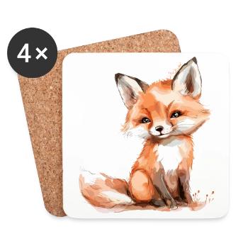 Babyfuchs, süßer kleiner Fuchs - Untersetzer (4er-Set) - Weiß - Vorne