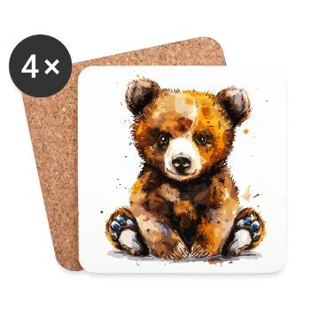 Baby grizzly bear - Coasters (set of 4) - white - Front