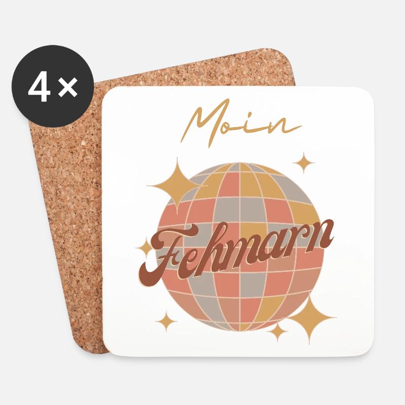 Moin Fehmarn Ostseeinsel Urlaub Retro Vintage - Untersetzer (4er-Set) - Weiß