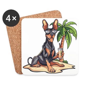 Dobermann Hund Sommer - Untersetzer (4er-Set) - Weiß - Vorne