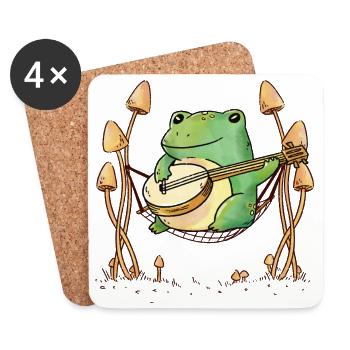 Frogs Hammock Guitar Music - Coasters (set of 4) - white - Front