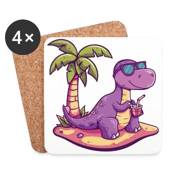 Dinosaurier brontosaurus Sommer - Untersetzer (4er-Set) - Weiß - Vorne