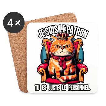 je suis le patron, chat. - Dessous de verre (lot de 4) - blanc - Devant