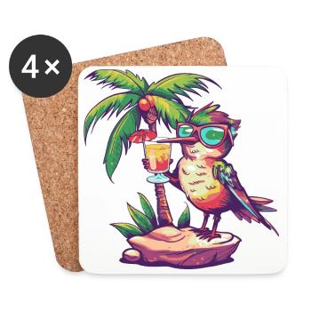 colibri oiseau vacances d’été à la plage - Dessous de verre (lot de 4) - blanc - Devant