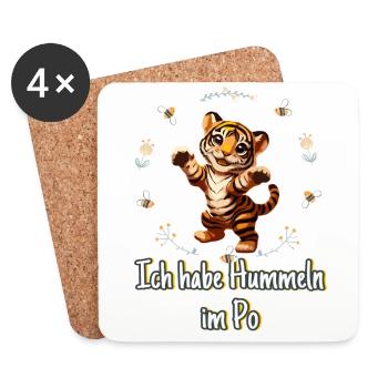 Hummeln im Po Tiger - Untersetzer (4er-Set) - Weiß - Vorne