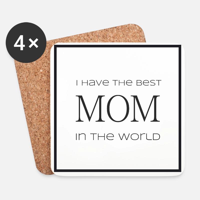 Beste Mama Welt MOM Outline - Untersetzer (4er-Set) - Weiß