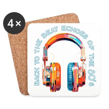 Ressentez les sons des années 80, des écouteurs supra-auriculaires rétro - Dessous de verre (lot de 4) - blanc - Devant