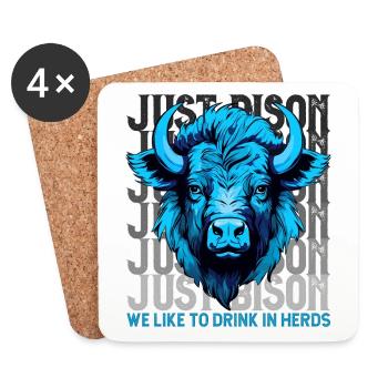 Nur Bisons trinken wir gerne in Herden, humorvoll - Untersetzer (4er-Set) - Weiß - Vorne