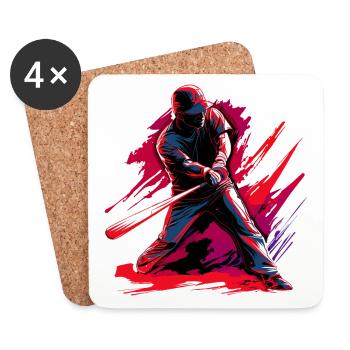 Baseballspieler in roter Pop-Art - Untersetzer (4er-Set) - Weiß - Vorne