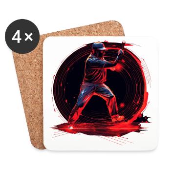 Baseball-Pitcher in roter Leuchtreklame, Pop-Art - Untersetzer (4er-Set) - Weiß - Vorne