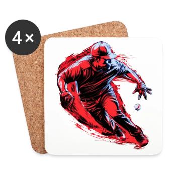 Baseballspieler roter Fänger in der Pop Art - Untersetzer (4er-Set) - Weiß - Vorne