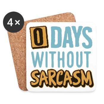 0 days without sarcasm blue and yellow style - Coasters (set of 4) - white - Front