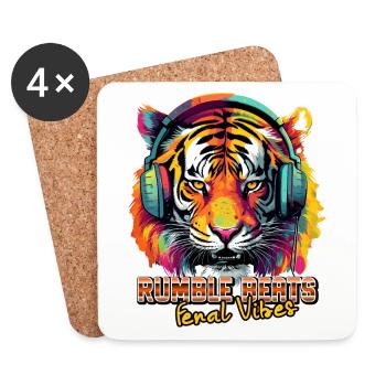Tigre au casque, couleurs du pop art - Dessous de verre (lot de 4) - blanc - Devant