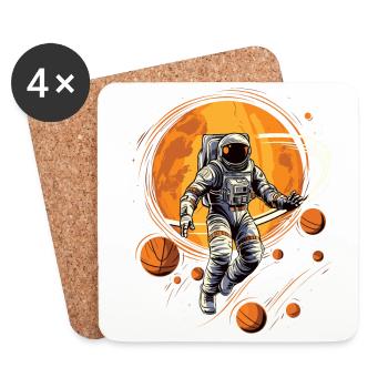 Astronaut playing basketball in space - Coasters (set of 4) - white - Front