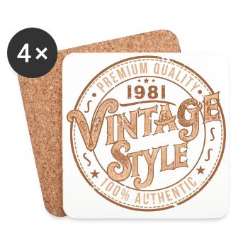 Vintage 1981 Cadeau D'anniversaire 1981 Rétro 1981 - Dessous de verre (lot de 4) - blanc - Devant
