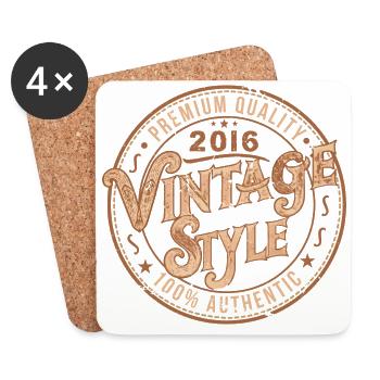 Jahrgang 2016 Retro 2016 Geburtstagsgeschenk 2016 - Untersetzer (4er-Set) - Weiß - Vorne