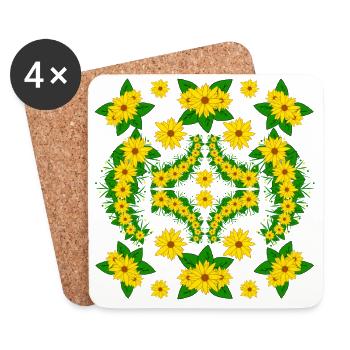 Sunflower blossom blooming sunflowers floral - Coasters (set of 4) - white - Front