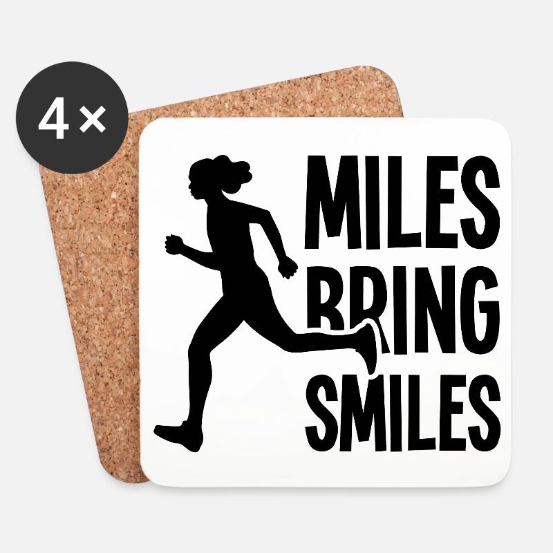 Miles Bring Smiles - Lauf Spruch - Untersetzer (4er-Set) - Weiß