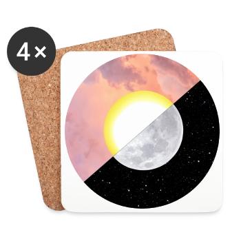 Été | Soleil | Lune | Coucher de soleil - Dessous de verre (lot de 4) - blanc - Devant