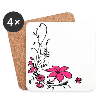 Blumenranke - Untersetzer (4er-Set) - Weiß - Vorne