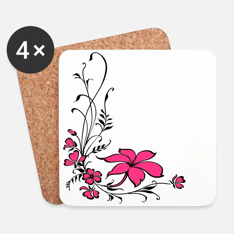 Blumenranke - Untersetzer (4er-Set) - Weiß