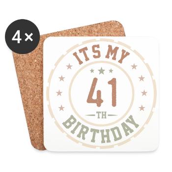 Es ist mein 41. Geburtstag 41 Jahre altes Geschenk - Untersetzer (4er-Set) - Weiß - Vorne
