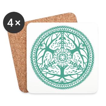 Mandala de l'air et du bois - Dessous de verre (lot de 4) - blanc - Devant