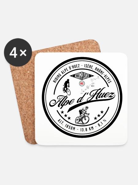 Alpe d'Huez, Rennrad, Fahrrad, Finisher - Untersetzer (4er-Set) - Weiß