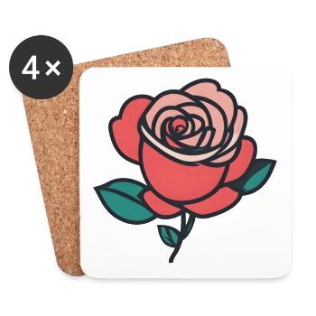 Blooming Beauty: Rose Illustration - Coasters (set of 4) - white - Front