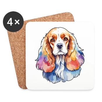 American Cocker Spaniel Watercolors - Coasters (set of 4) - white - Front