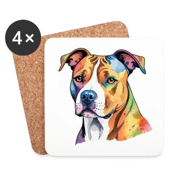 American Staffordshire Terrier Watercolors - Coasters (set of 4) - white - Front