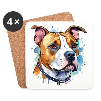 American Staffordshire Terrier Watercolors - Coasters (set of 4) - white - Front