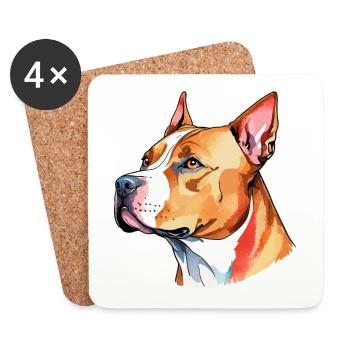 American Staffordshire Terrier Wasserfarben - Untersetzer (4er-Set) - Weiß - Vorne