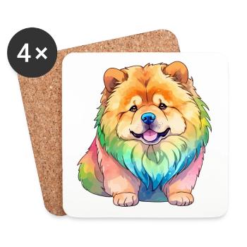Chow Chow Wasserfarben - Untersetzer (4er-Set) - Weiß - Vorne