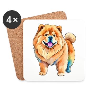 Chow Chow Wasserfarben - Untersetzer (4er-Set) - Weiß - Vorne