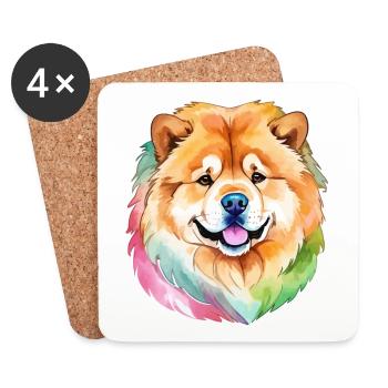 Chow Chow Wasserfarben - Untersetzer (4er-Set) - Weiß - Vorne
