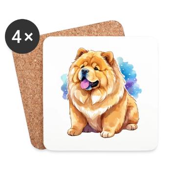 Chow Chow Wasserfarben - Untersetzer (4er-Set) - Weiß - Vorne
