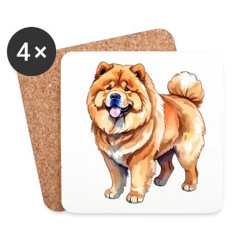 Chow Chow Wasserfarben - Untersetzer (4er-Set) - Weiß - Vorne