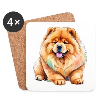 Chow Chow Wasserfarben - Untersetzer (4er-Set) - Weiß - Vorne