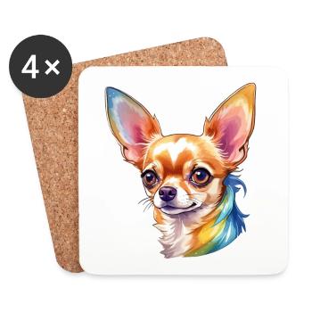 Chihuahua Watercolor - Coasters (set of 4) - white - Front