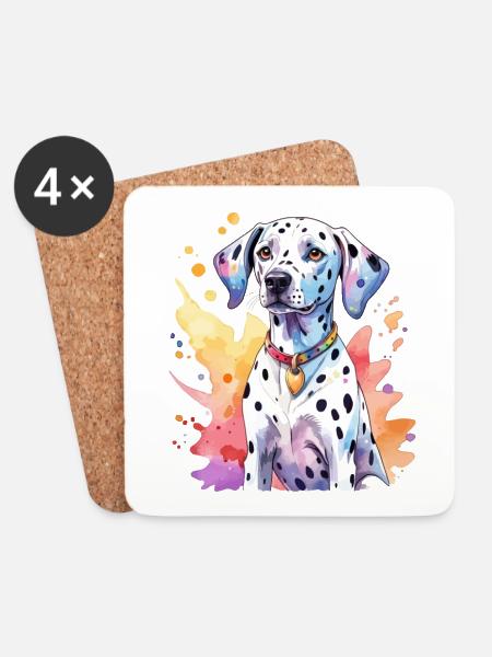 Dalmatian Watercolors - Coasters (set of 4) - white