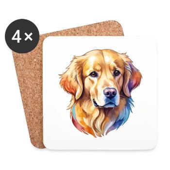 Golden Retriever Wasserfarben - Untersetzer (4er-Set) - Weiß - Vorne