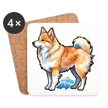 Chien islandais Aquarelles - Dessous de verre (lot de 4) - blanc - Devant