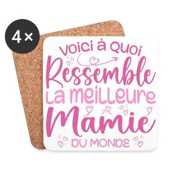 Cadeau Meilleure Mamie du Monde Cadeau Super Mamie - Dessous de verre (lot de 4) - blanc - Devant